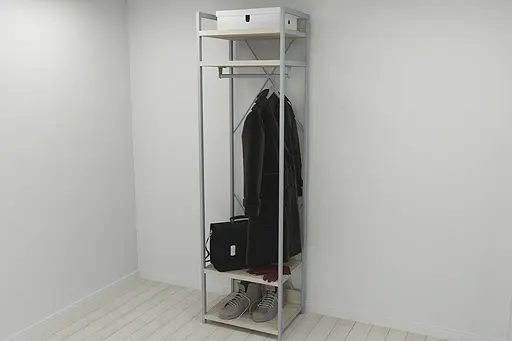 Шкаф Гардероб Уни секция 2 серии Конект Ferrum-decor 220x60x50см Серый металл ДСП Дуб Сонома 32 мм (FRD-104541)