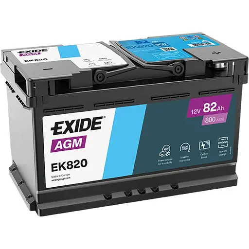 Аккумулятор Exide Start-Stop AGM 82Ah Ев (-/+) 800EN 315 х 175 х 190 мм