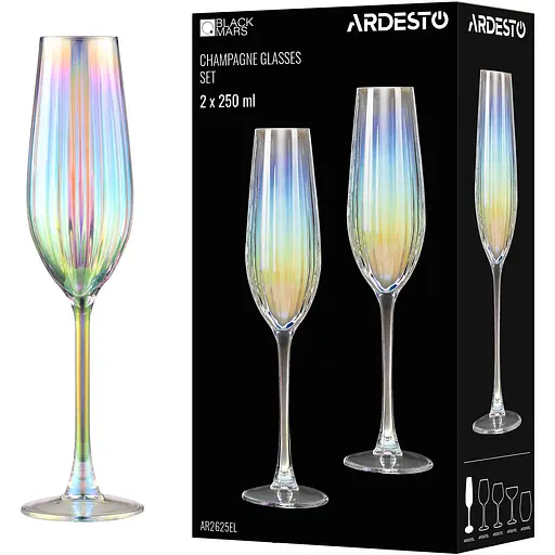 Набор бокалов Ardesto Black Mars Zenith для шампанского 250 мл 2 шт. прозрачный (AR2625EL) - фото 5