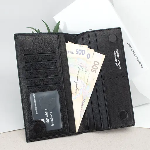 Портмоне мужское кожаное De Esse LC89259-H1 вертикальное черное - фото 2