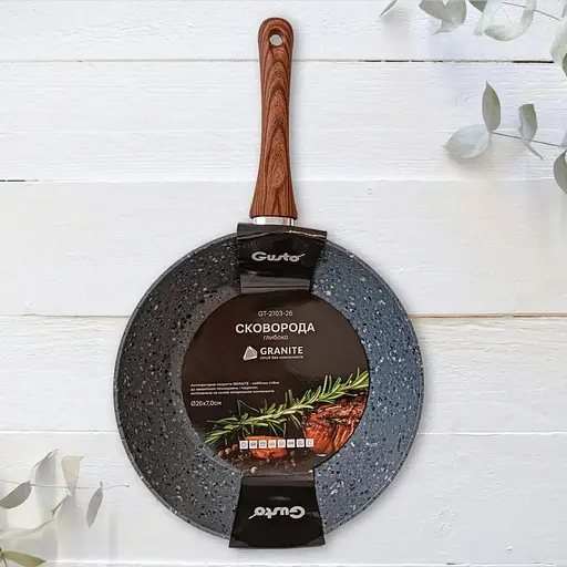 Сковорода глубокая Gusto GT-2103-24 покрытие Granite 24x6.8 см (77331) - фото 5