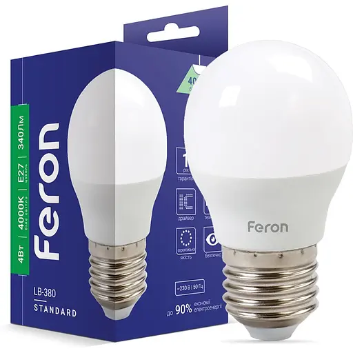 Світлодіодна лампа Feron LB-380 G45 230V 4W E27 4000K (25642)