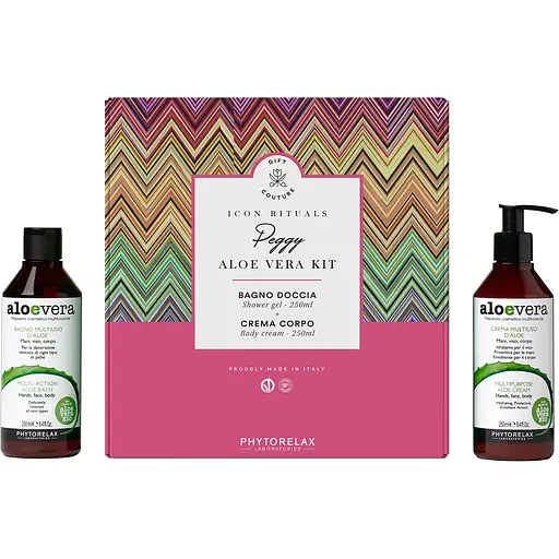Подарунковий набір для тіла Phytorelax Aloe Vera: багатофунціональний очищуючий гель для обличчя, рук та тіла зволожуючий 250 мл + крем для тіла 250 мл