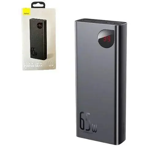 Power Bank Baseus Adaman 20000 мАч 65 Вт с металлическим корпусом и цифровым дисплеем, черный - фото 2