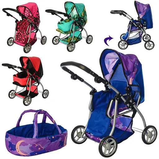 Коляска-трансформер 9672 Melogo для ляльки, люлька-перенесення, в коробці (6903113089013) МІКС - фото 1