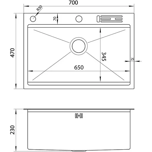 Комплект чорної мийки на кухню та змішувача Nett з нержавіючої сталі NB-7048 - фото 9