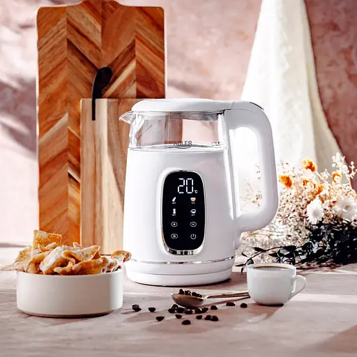 Электрический стеклянный чайник Adler AD 1305, 1.7 л, с регулировкой температуры, Бело-серебристый - фото 9