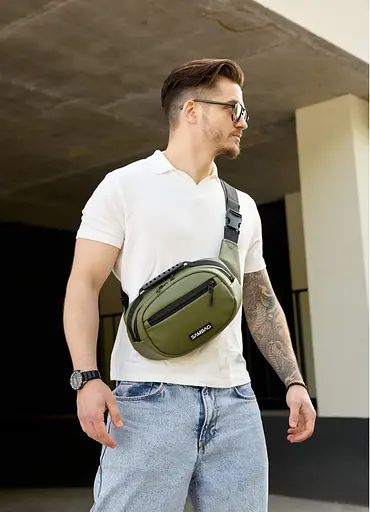 Сумка через плечо бананка Sambag Flex хаки 30×17×10 см (85351019m) - фото 1