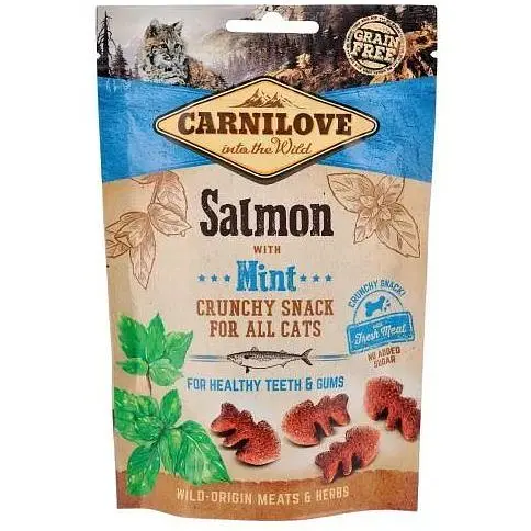 Лакомство Carnilove Cat Crunchy Snack для кошек лосось и мята 50 г - фото 1