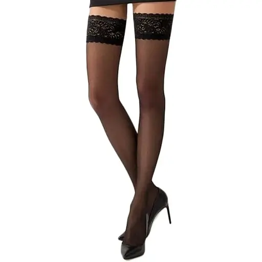 Графитовые чулки на ажурной силиконовой резинке Passion ST003 1/2 grafit - фото 2