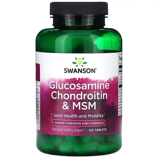 Хондропротектор Swanson Glucosamine, Chondroitin & MSM (1 per day) Highest Strength, 120 таблеток