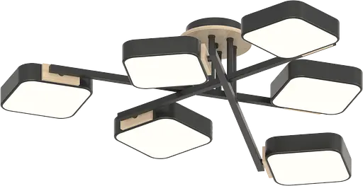 Люстра XI3357-6 чёрный + дерево