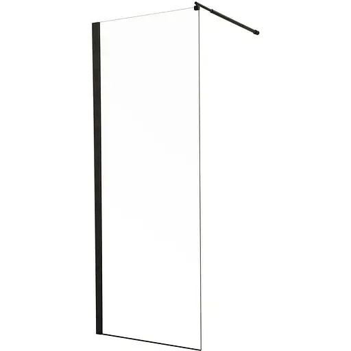 Душова перегородка Mixxus Premium Flat SP02-100x200-TR Black Walk-In прозоре скло 8 мм MI6856, прозоре, чорний матовий - фото 1