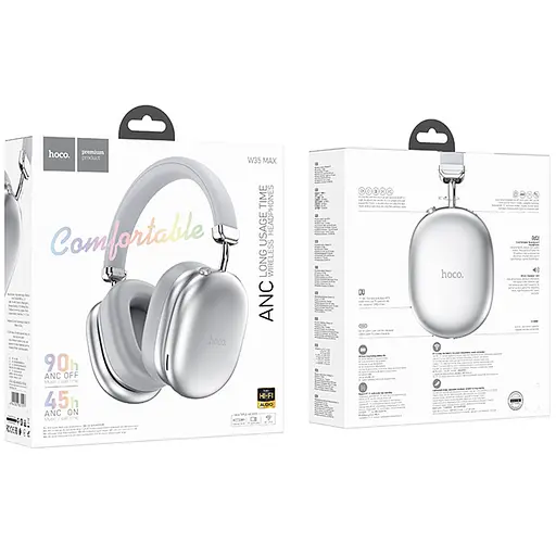 Накладні бездротові навушники Hoco W35 Max Auspicious ANC Silver - фото 3