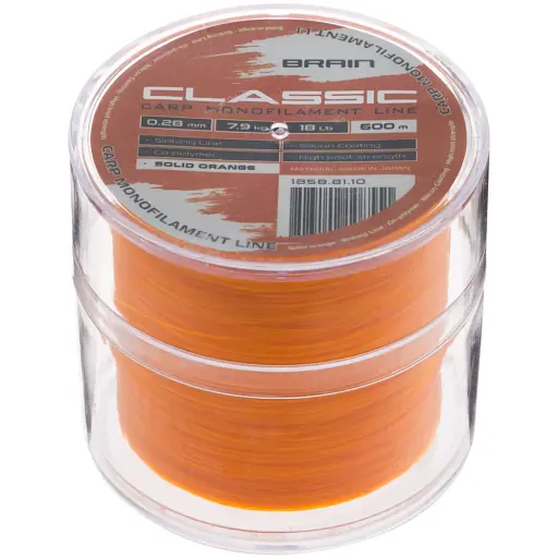 Леска Brain Classic Carp Line (solid orange) 600 м 0.28 мм 18 lb 7.9 кг - фото 2