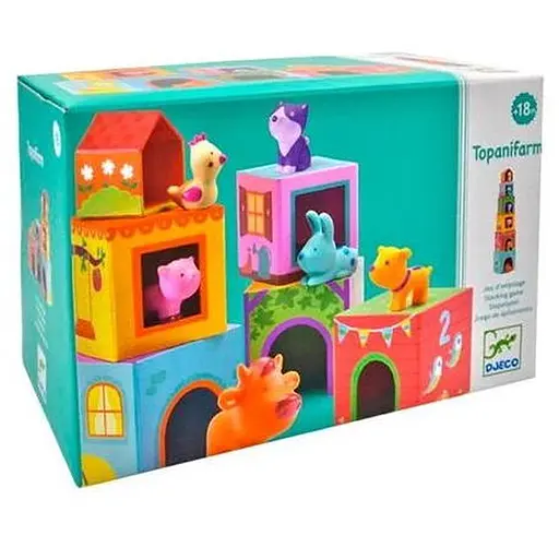 Настольная игра Djeco Топанимо ферма (6 кубиков + 6 животных) (Topanifarm) (DJ09108) - фото 1