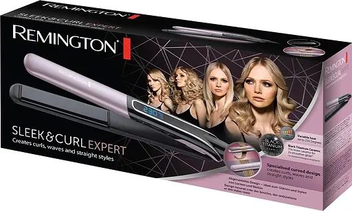 Випрямляч Remington Sleek&Curl Expert, 45 Вт, температурних режимів 9, 150-230С, дисплей, кераміка, титан, сирово-чорний - фото 3