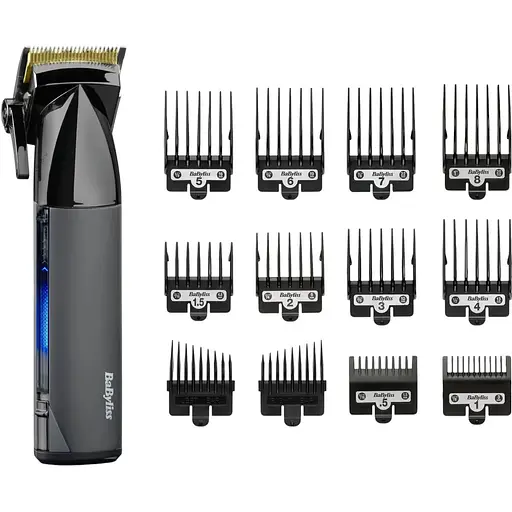Машинка для стрижки BaByliss Super-X Metal Series, акум., насадок-12, сталь с графитовым покрытием, черно-серебристый