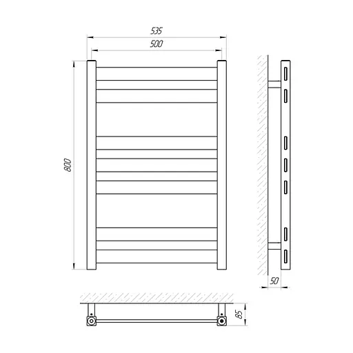 Полотенцесушитель Laris Бонд П7 500x800 73207180, Хром - фото 2