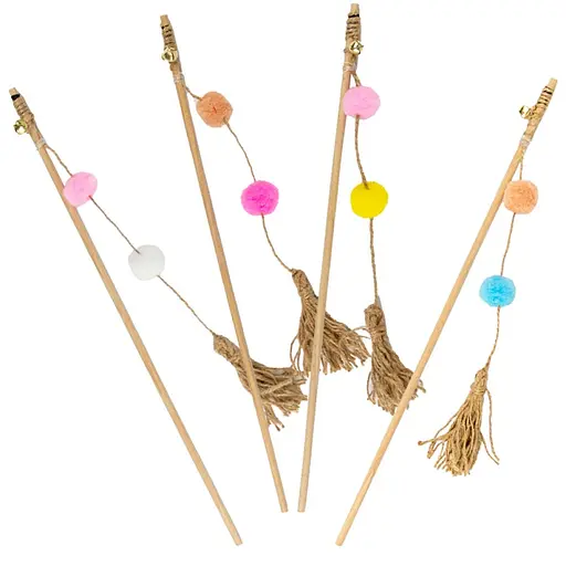 Игрушка для кошек Agility удочка деревянная с жгутом, бубонами и колокольчиком 40 см (30100-8)
