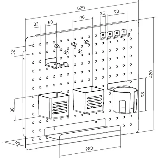 Настінна дошка-органайзер OfficePro WO910B Black [126554] - фото 4