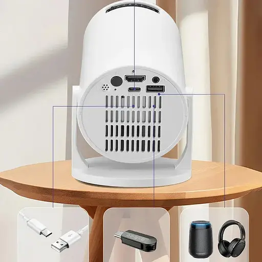 Портативный домашний проектор Rotundity M5 с WiFi и пультом для просмотра фильмов Широкоэкранный 16:9 Белый - фото 8