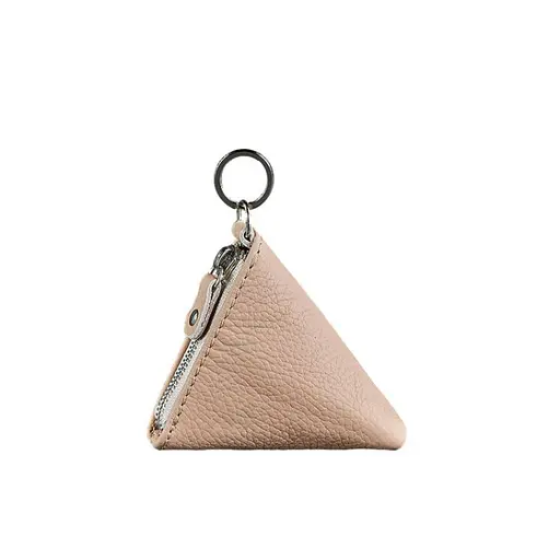 Женская кожаная монетница 2.0 Пирамида светло-бежевая - фото 5