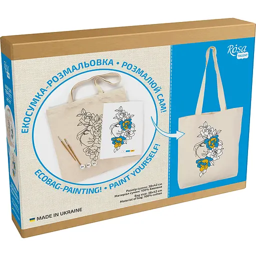 Набор экосумка-раскраска «Цветы в волосах» хлопок 220 г/м2 38х42см ROSA Talent [CD] - фото 3