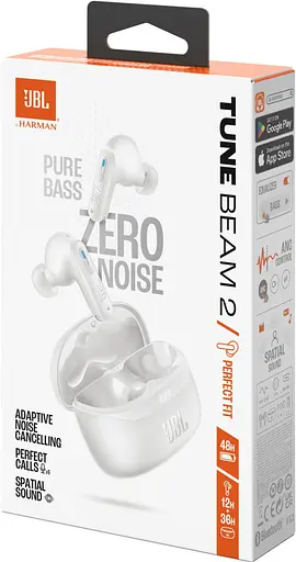 Навушники бездротові JBL Tune Beam 2 (JBLTBEAM2WHT) стерео в кейсі білі - фото 6