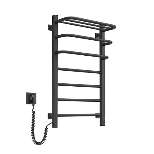 Электрический полотенцесушитель Navin Fortis 480x800 Sensor левый черный муар 12-228053-3680, Черный матовый, Левое, Электронный - фото 3