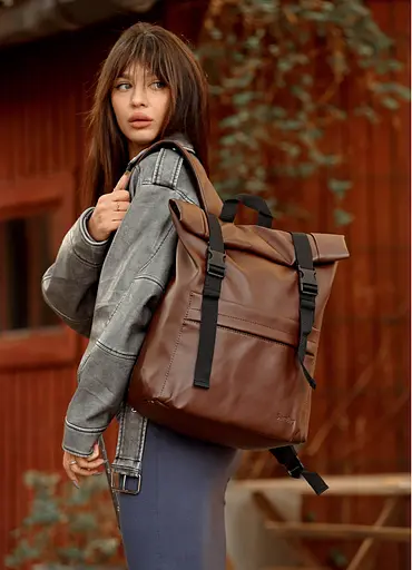 Жіночий рюкзак Sambag RollTop Milton шоколадний 41 х 30 х 16 см (24211020) - фото 4