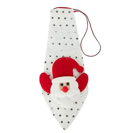 Новорічна краватка з фігуркою "Санта Клаус" Bambi HH-2(White) на гумці - фото 1