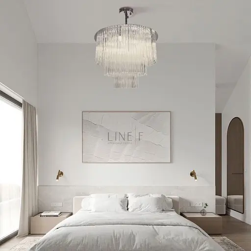 Кришталева потрійна люстра із сріблом у двох розмірах Line.F Діаметр 50см - фото 8