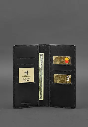 Кожаный портмоне-купюрник 11.0 черный Crazy Horse - фото 3