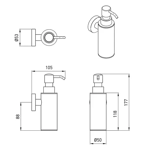 Дозатор для жидкого мыла металлический, cromo Volle Ronda 2535.230201, хром - фото 2