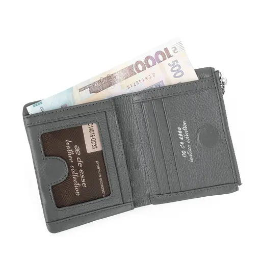 Жіночий шкіряний гаманець маленький De Esse LC14016-GD35 сірий на магніті - фото 2