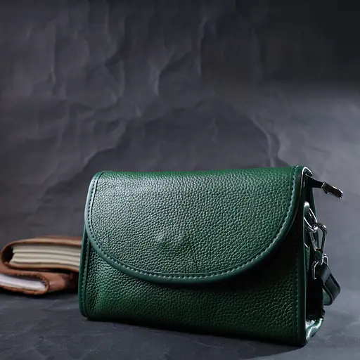 Компактная женская кожаная сумка Vintage с полукруглым клапаном 20.5х14х8.5 см sum0029048 - фото 10