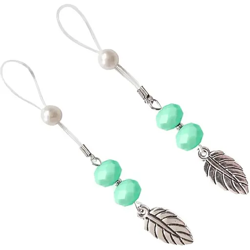 Сексуальные украшения для сосков Art of Sex Nipple Jewelry Leaf с листочком, цвет мятный - фото 3