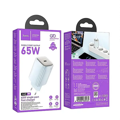 Зарядное устройство Hoco N48 65W PD QC3.0 Type-C голубой - фото 2