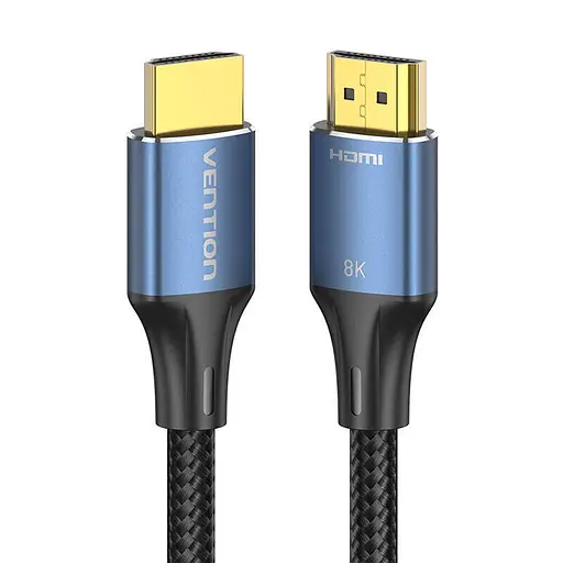 Кабель Vention Cotton Braided HDMI-A Male to Male HD v2.1 Cable 8K 5M Blue Aluminum Alloy Type (ALGLJ) - фото 3