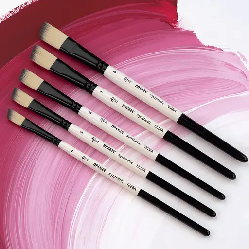 Пензель синтетика кутова BREEZE 1226А №0 коротка ручка Rosa - фото 5