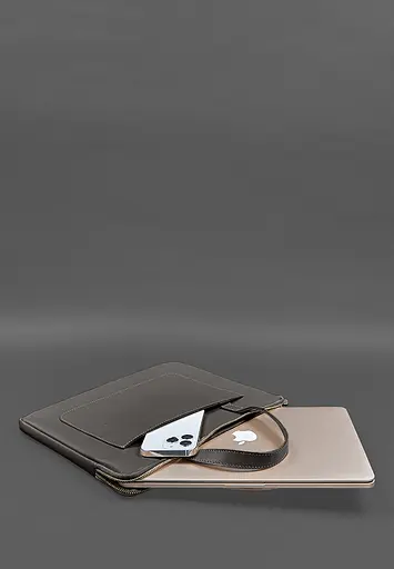 Кожаный чехол BlankNote с ручками для ноутбука 13 дюйм Темно-коричневый - фото 6