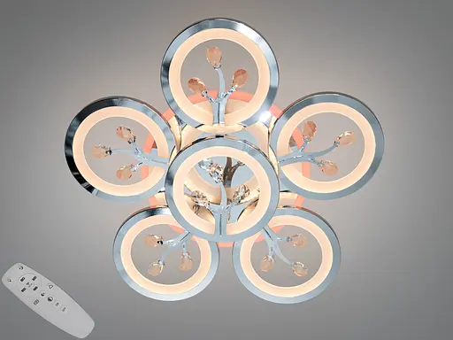 Золота світлодіодна люстра з регулюванням яскравості, пультом, 90 Вт - фото 1