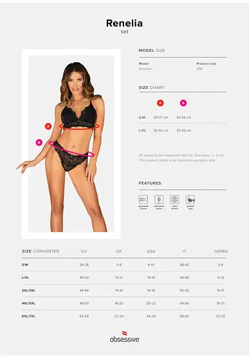 Комплект белья Obsessive Renelia L/XL черный - фото 7