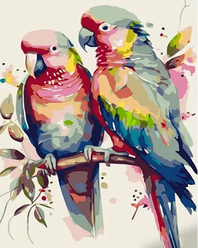 Набір для розпису по номерах Пара папужок, Strateg, 30x40 см, SS6740