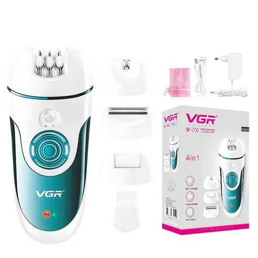Епілятор жіночий акумуляторний VGR V-700 (4 насадки)