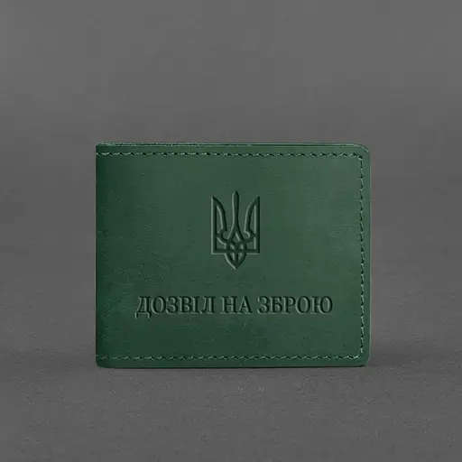 Кожаная обложка для разрешения на оружие зеленая Crazy Horse - фото 5
