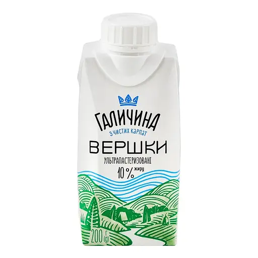 Сливки Галичина 10% ультрапастеризованные 200 г