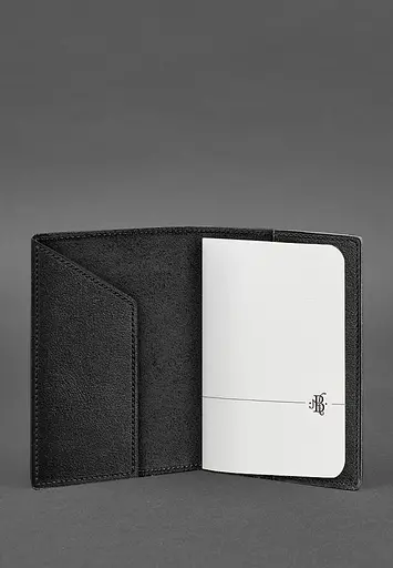 Кожаная обложка для паспорта с картой Украины черный краст - фото 3