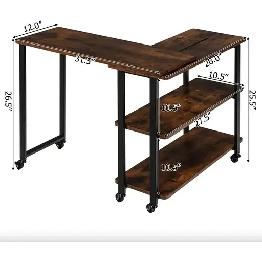 Стол L-образный Costway King вращающийся в стиле Loft - фото 7